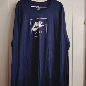 NEW NIKE SPORTSWEAR Air Box Logo LS Tee MEN'S NAVY WHITE T-SHIRT 2XL DR0542-419